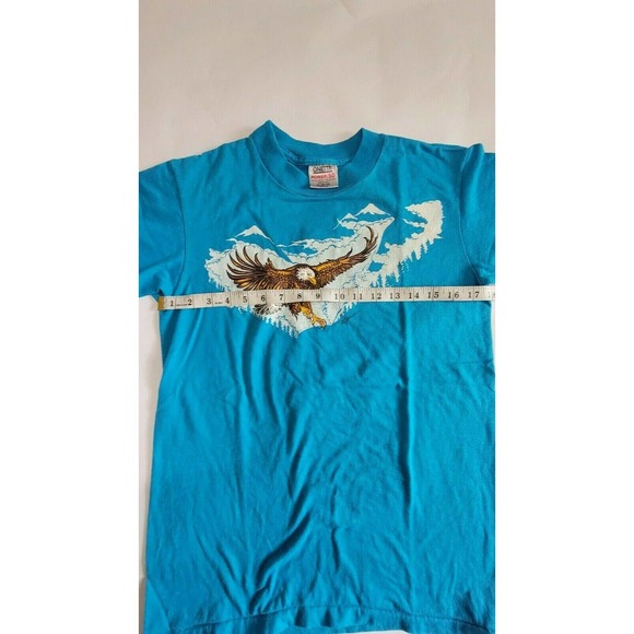 Vtg Blue Flying Eagle Graphic Print Single Stitch - Picture 6 of 7